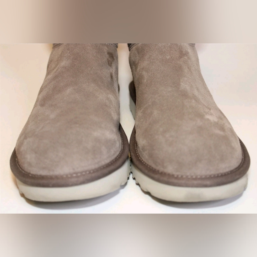 UGG Kiandra Willow Ribbon Bow Gray Knit Sweater Fabric Suede Shearling Boots 10 - Picture 6 of 16